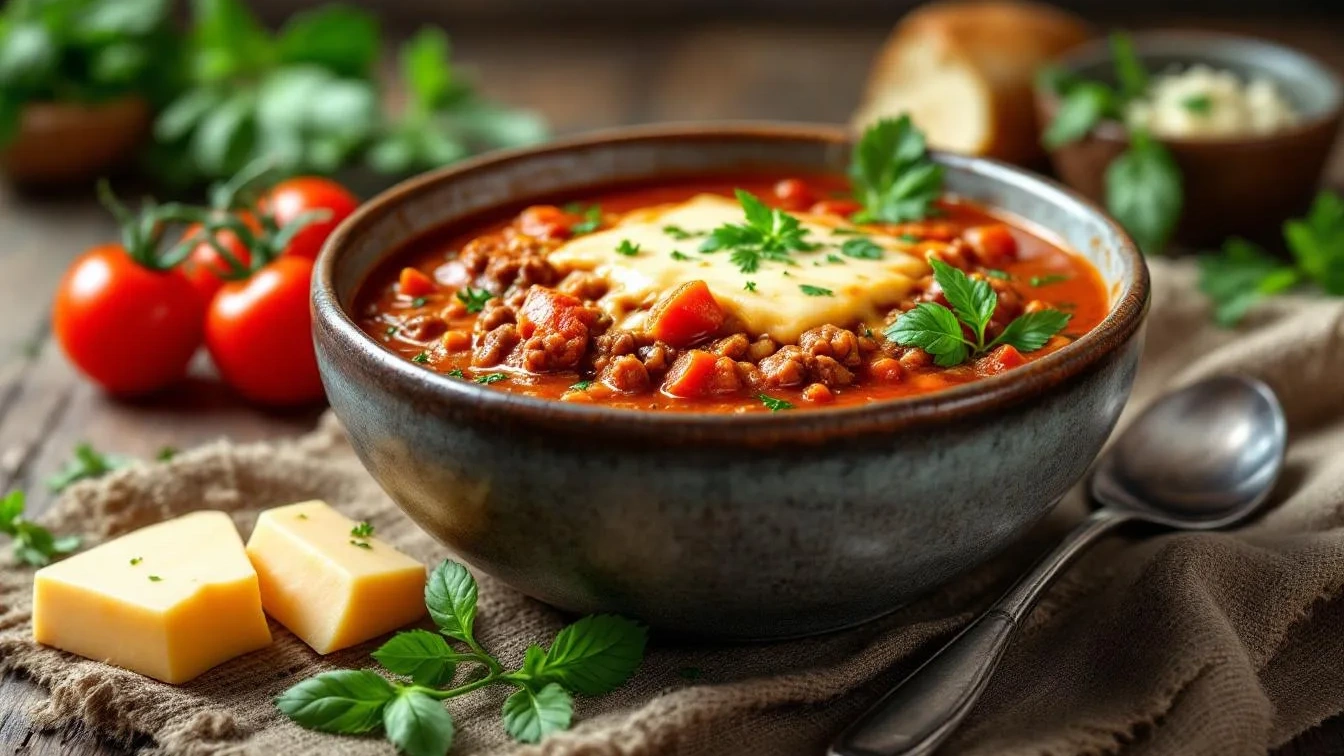 Hackfleisch-Tomaten-Suppe: Warum Käse sie besonders cremig macht